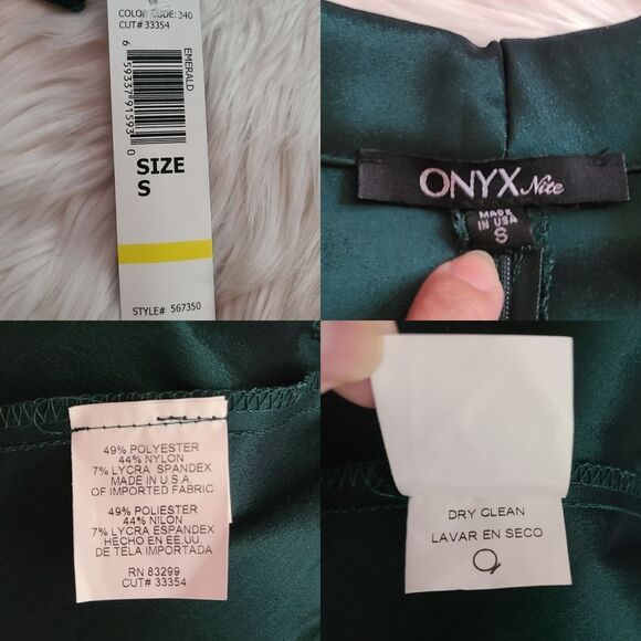 NWT|Onyx Nite Emerald Green Wrap Front Bow Top, SMALL - Picture 7 of 7